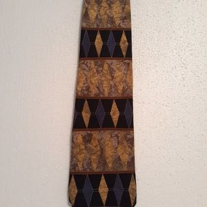 Quality 100% Silk Blue Gold Black Copper Tie